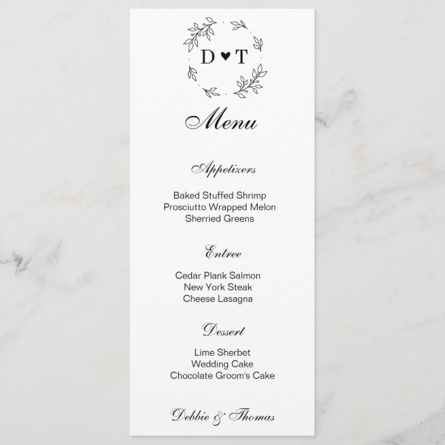 Wedding Menu Card (Front)