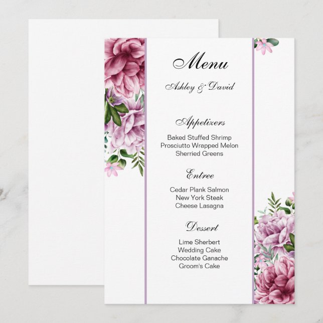 Wedding Menu Card (Front/Back)