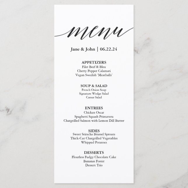 Wedding Menu Card (Front)