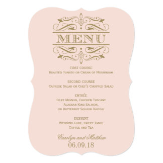 Wedding Menu Card | Antique Gold Flourish