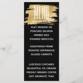 Wedding Menu Card Elegant Gold and Black