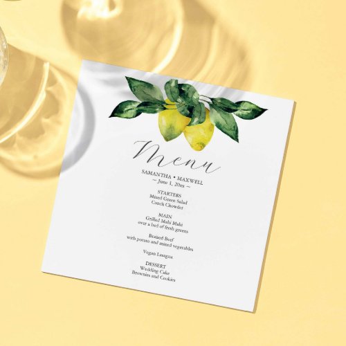 Wedding Menu Card Lemon and Amalfi Tile