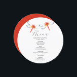 Wedding Menu Card Red Dragonfly<br><div class="desc">This wedding menu card features simple watercolor red dragonflies. The card reverses to a complimentary red color. Use the template fields to DIY your personalized details. The elegant round design is a charming choice for weddings. To see more custom wedding dinner menus and ideas like this visit www.zazzle.com/dotellabelle Unique watercolor...</div>
