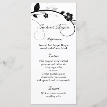 Wedding Menu Cards Black & White Floral Wall by WeddingShop88 at Zazzle