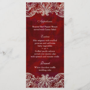 Wedding Menu Cards Red Rose Garden