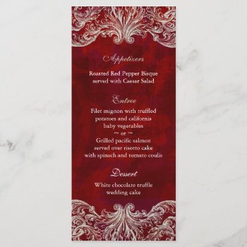 Wedding Menu Cards Red Rose Garden by WeddingShop88 at Zazzle
