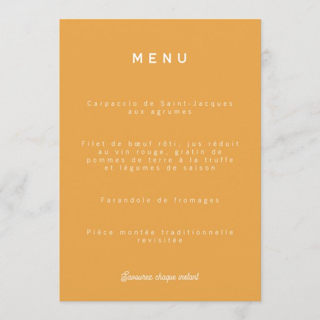Wedding menu Colorus - Orange (Front)