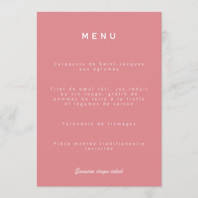 Wedding menu Colorus - Rose (Front)