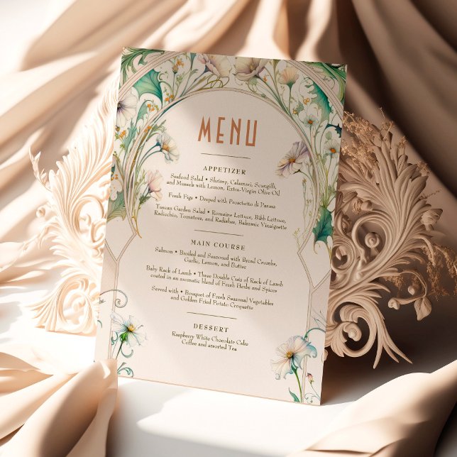 Wedding Menu Daisies Art Nouveau by Mucha Invitation (Creator Uploaded)