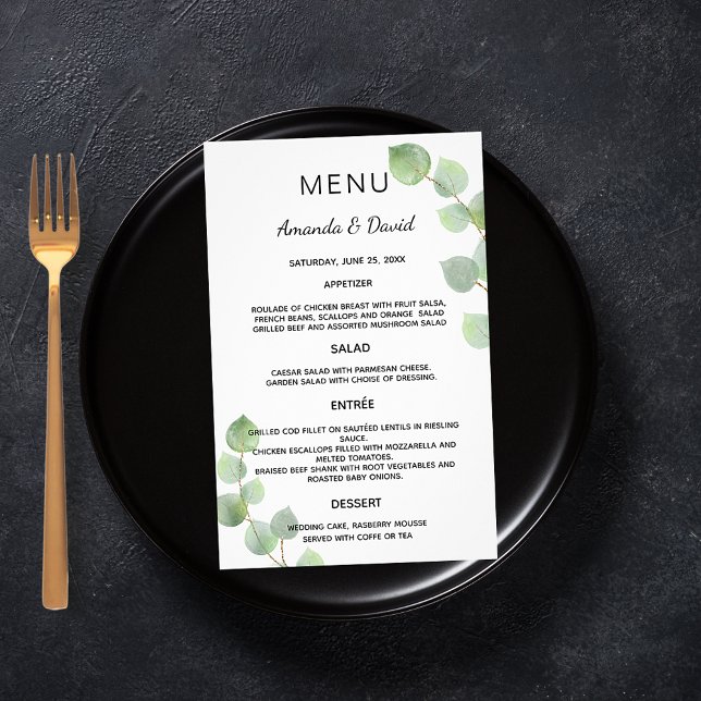 Wedding Menu eucalyptus greenery botanical budget Flyer (Creator Uploaded)