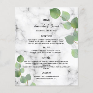 Wedding Menu eucalyptus greenery botanical marble