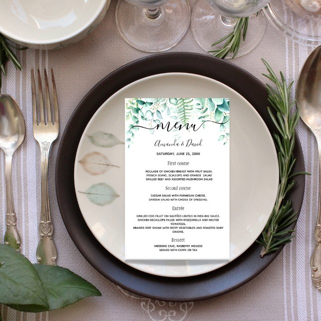 Wedding Menu eucalyptus greenery woodland ferns  Flyer (Creator Uploaded)