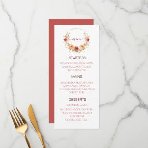Wedding menu floral pumpkin autumn