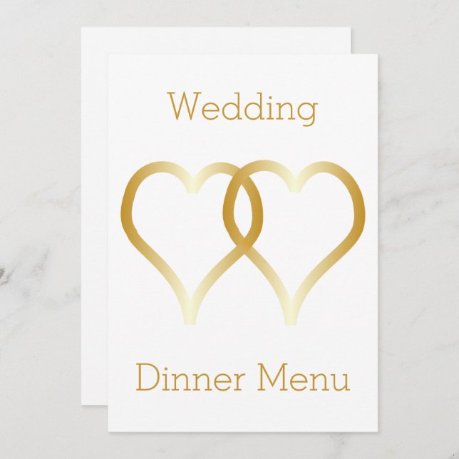 Wedding Menu Gold Hearts (Front/Back)