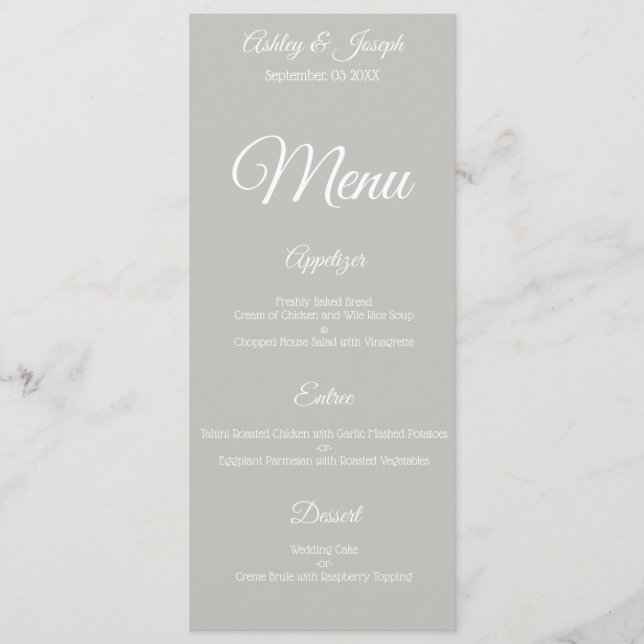 Wedding Menu - Gray (Front)