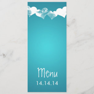 Wedding Menu Grunge Hearts Turquoise