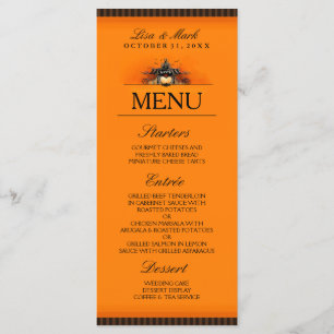Wedding Menu Halloween Orange & Black LOVE