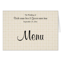 Wedding Menu in Light Beige Check and Black Text.