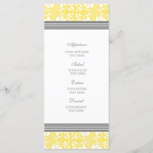 Wedding Menu Lemon Gray Damask