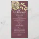Wedding Menu Modern Chic Golden Roses Burgundy Red | Zazzle