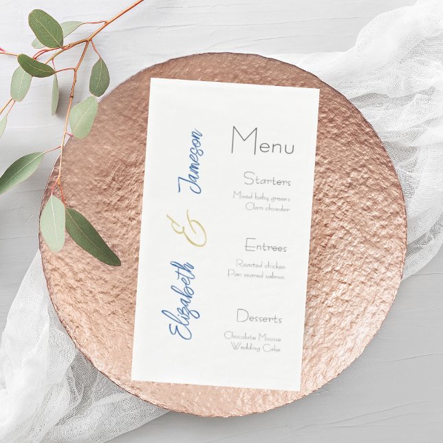 Wedding Menu Napkins, Elegant, Custom Wedding Paper Guest Towels (Creator Uploaded)