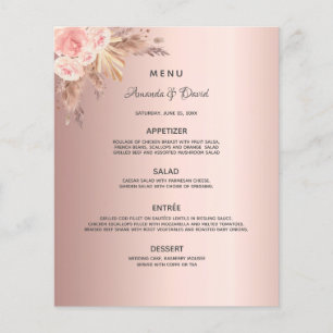 Wedding Menu pampas grass rose gold floral