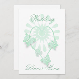 Wedding Menu Peppermint Butterflies Heart