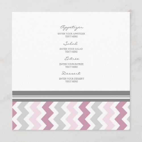 Wedding Menu Pink Gray Chevron