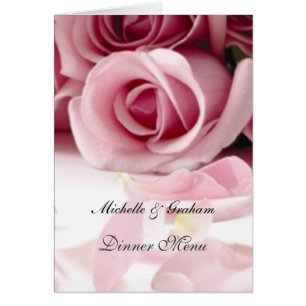 Wedding Menu Pink Roses Cards