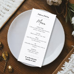 Wedding Menu Place Cards Black and White