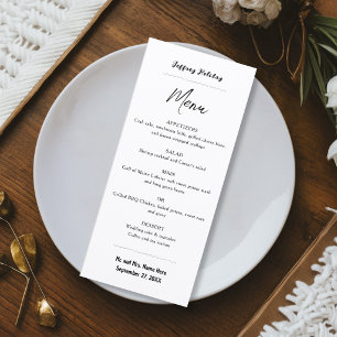 Wedding Menu Place Cards Black and White
