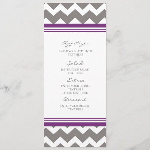 Wedding Menu Plum Gray Chevron