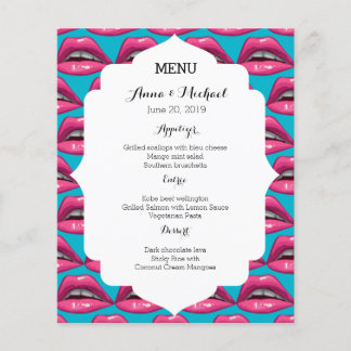 Wedding Menu Pop Art Pink Lips Makeup