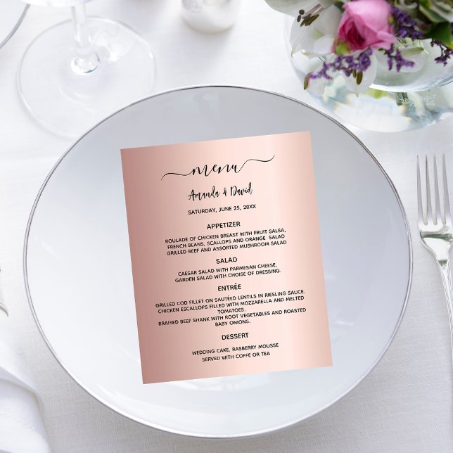 Wedding Menu rose gold elegant budget Flyer (Creator Uploaded)