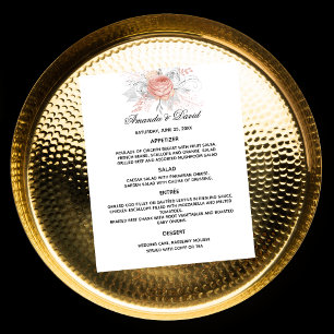 Wedding Menu rose gold florals white