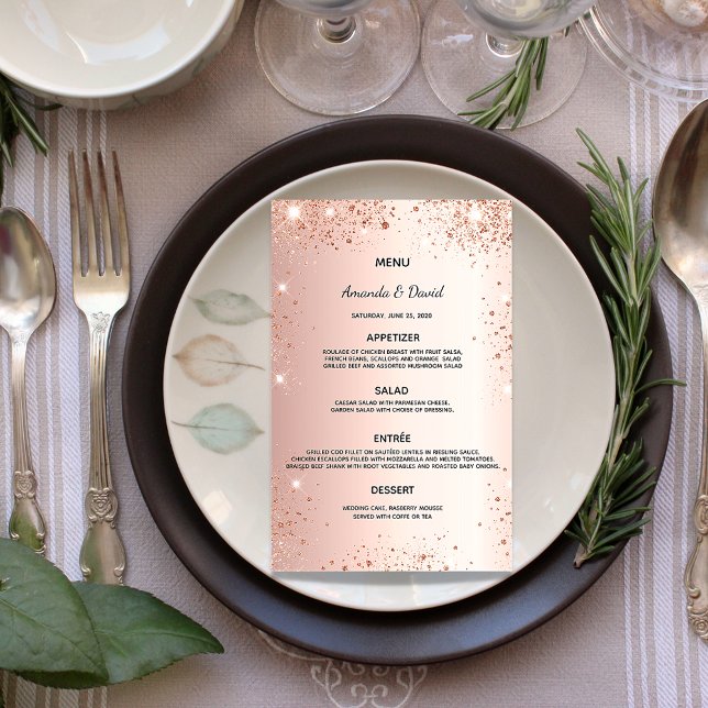 Wedding Menu rose gold glitter dust metallic (Creator Uploaded)