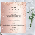 Wedding Menu rose gold glitter sparkles budget Flyer<br><div class="desc">Please note that this menu is on flyer paper and very thin. Envelopes are not included. For thicker menus (same design) please visit our store. 

An elegant wedding menu.  Rose gold faux metallic looking background,  decorated with faux glitter dust.   Templates for your names,  date and the wedding menu.</div>