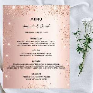 Wedding Menu rose gold glitter sparkles budget Flyer