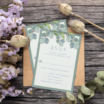 Wedding Menu Rsvp Card Botanical Eucalyptus Branch by BlueHyd at Zazzle