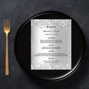 Wedding Menu silver confetti