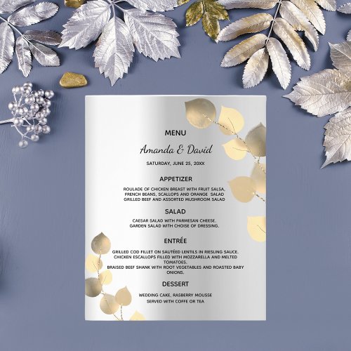 Wedding Menu silver eucalyptus golden budget Flyer