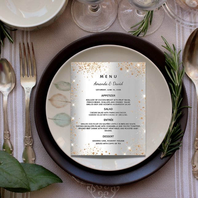 Wedding Menu silver gold glitter sparkles Flyer (Creator Uploaded)