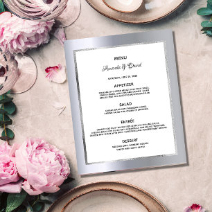 Wedding Menu silver metallic elegant budget Flyer