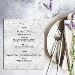 Wedding Menu silver metallic glitter budget Flyer