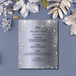 Wedding Menu silver metallic glitter dust elegant<br><div class="desc">An elegant,  glamorous wedding menu card. Personalize and add your names,  date and the wedding menu. Faux silver metallic looking background,  decorated with faux glitter dust.</div>