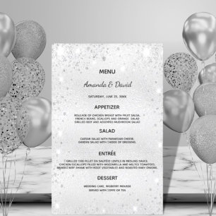 Wedding Menu silver metallic glitter dust elegant