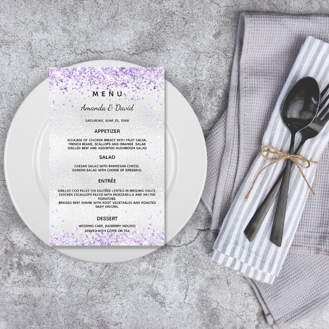 Wedding Menu silver purple lavender (Creator Uploaded)