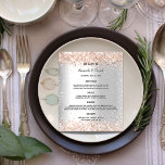 Wedding Menu silver rose gold glitter sparkles<br><div class="desc">An elegant,  glamorous wedding menu card. Personalize and add your names,  date and the wedding menu. Faux silver looking background,  decorated with rose gold faux glitter sparkles.</div>