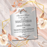 Wedding Menu silver rose gold marble<br><div class="desc">A classic wedding menu.  A faux silver looking background. Black text.  Personalize and add your name,  date and the menu. 
You can add more text,  photos on the back.

1 sheet = 1 menu printed edge to edge.</div>