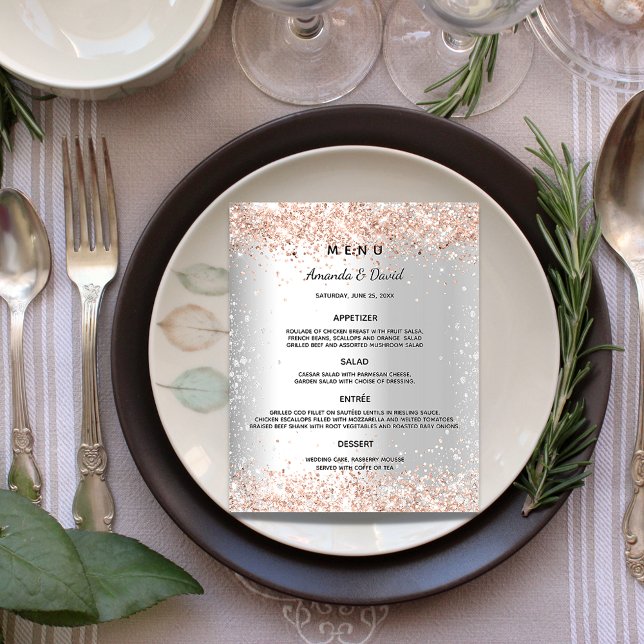 Wedding Menu silver rose gold sparkles (Creator Uploaded)
